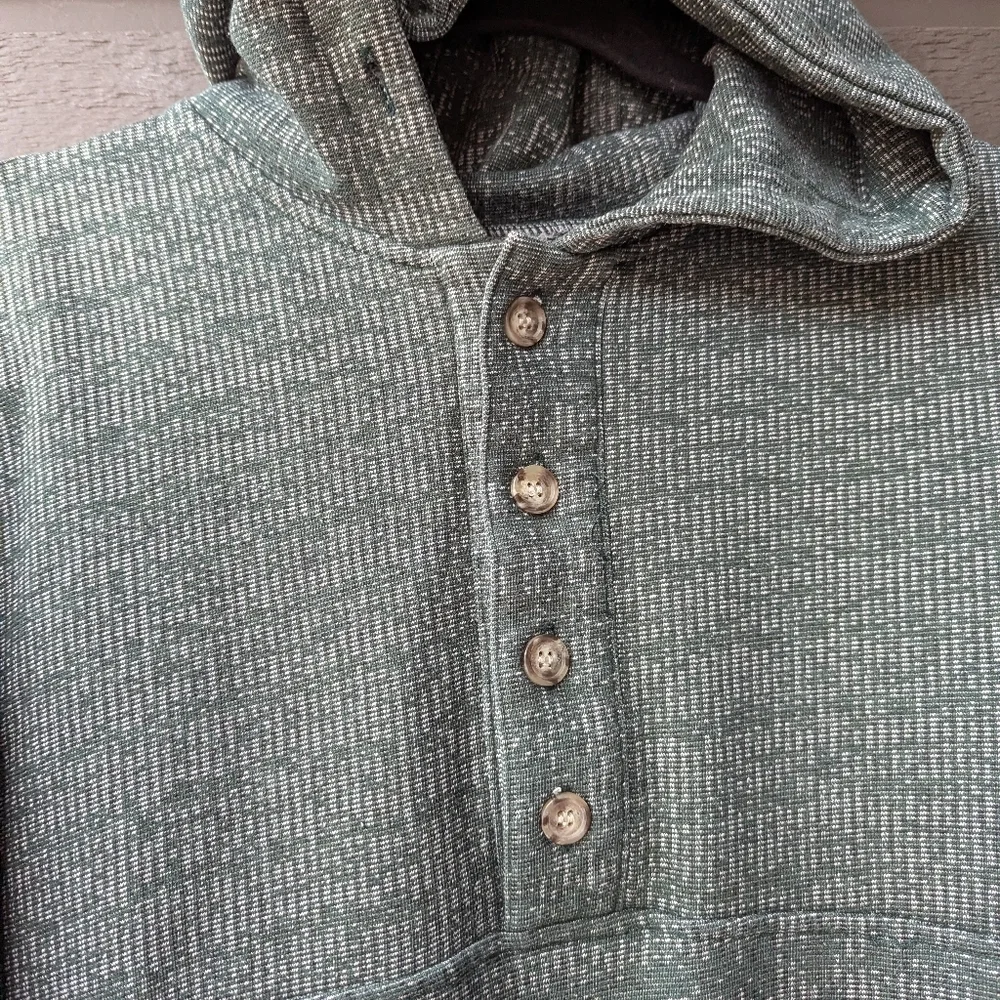Muttonhead Green Long Sleeve Henley Hoodie Sweatshirt Size Small